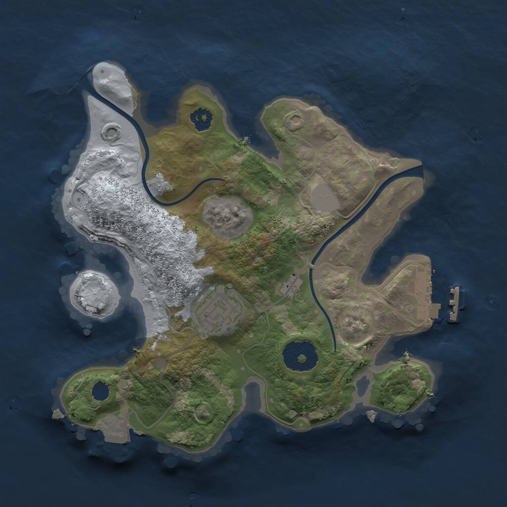 Rust Map: Procedural Map, Size: 2300, Seed: 55411, 3 Monuments
