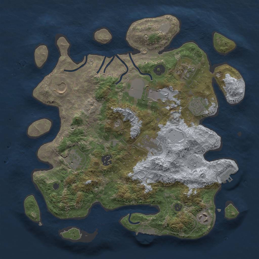 Rust Map: Procedural Map, Size: 3500, Seed: 1456902415, 15 Monuments