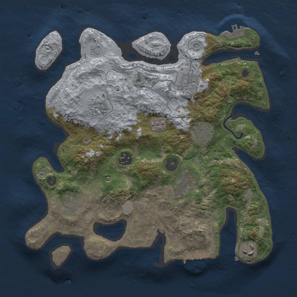 Rust Map: Procedural Map, Size: 3250, Seed: 32045, 15 Monuments