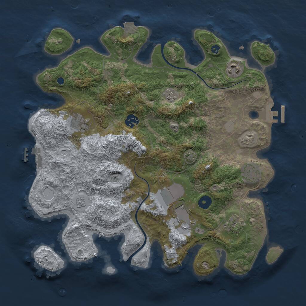 Rust Map: Procedural Map, Size: 3500, Seed: 1793684682, 13 Monuments