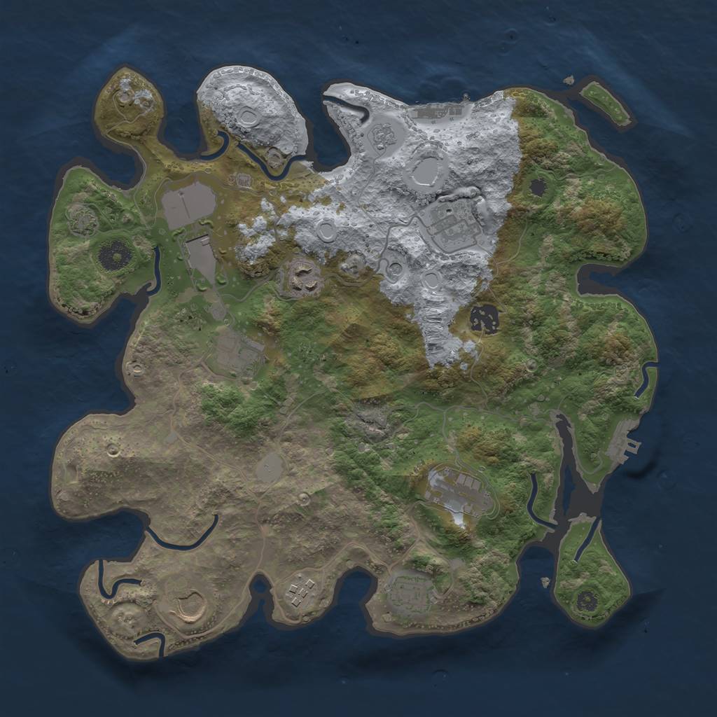 Rust Map: Procedural Map, Size: 3500, Seed: 452653471, 17 Monuments