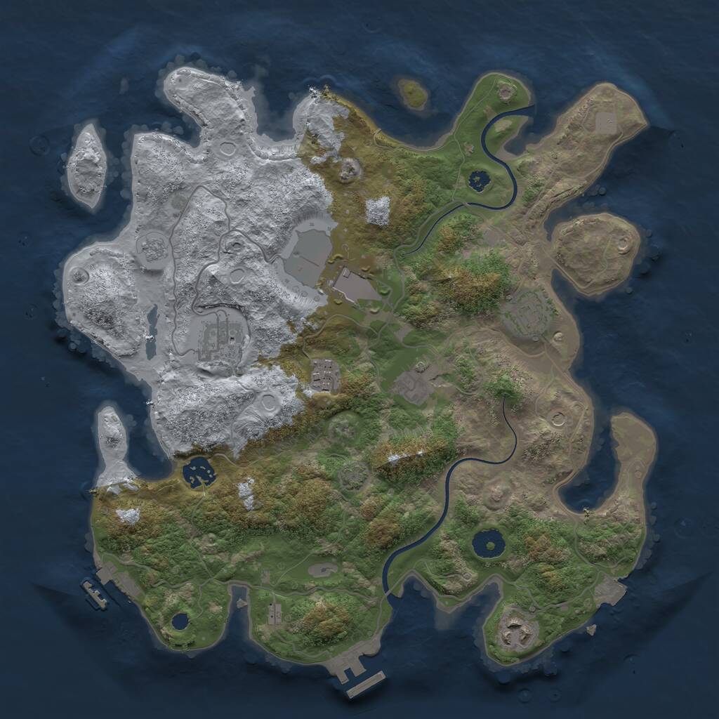 Rust Map: Procedural Map, Size: 3500, Seed: 168310459, 13 Monuments