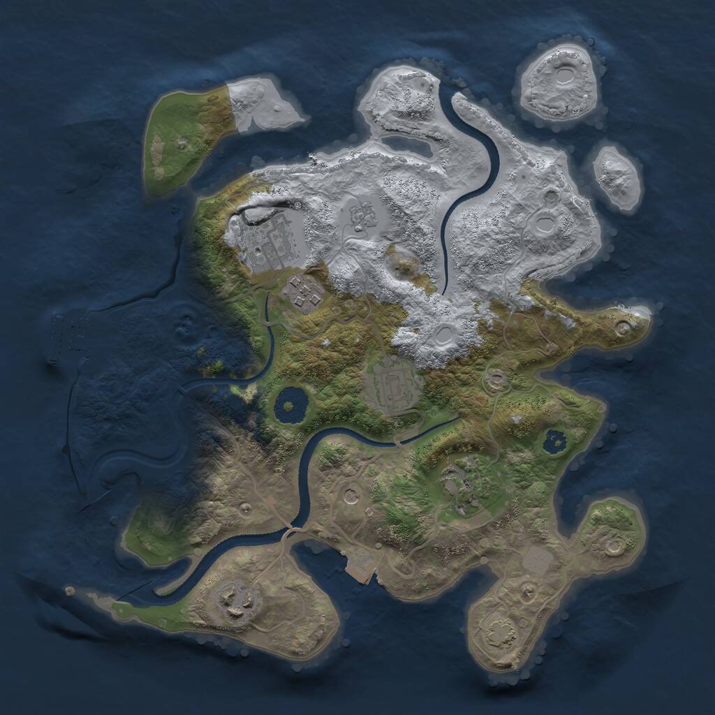 Rust Map: Procedural Map, Size: 3000, Seed: 17150, 10 Monuments
