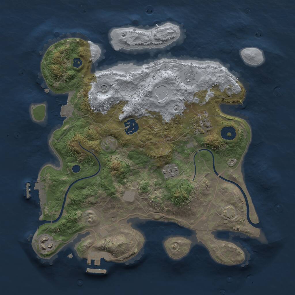 Rust Map: Procedural Map, Size: 3000, Seed: 91329, 10 Monuments