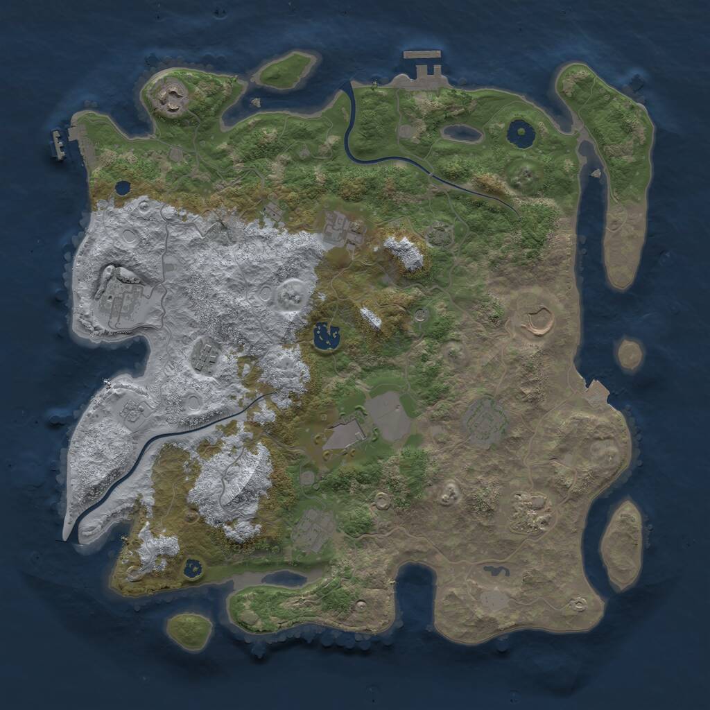Rust Map: Procedural Map, Size: 3850, Seed: 196512630, 16 Monuments