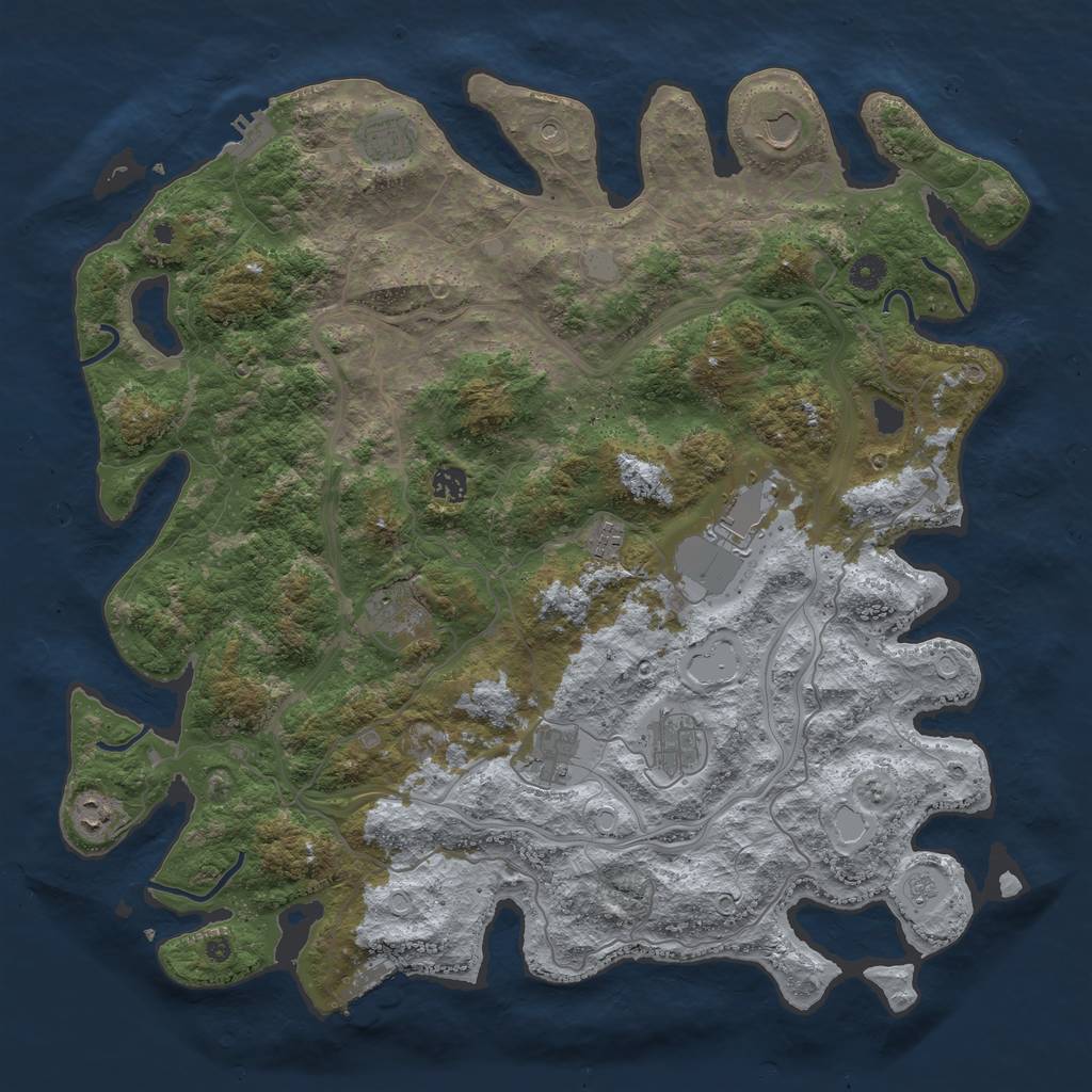 Rust Map: Procedural Map, Size: 4500, Seed: 553640616, 16 Monuments