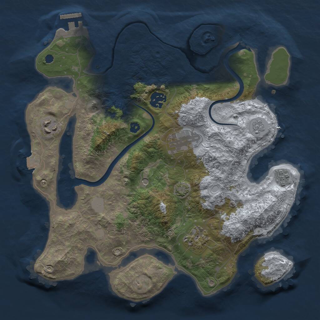 Rust Map: Procedural Map, Size: 3000, Seed: 32104, 10 Monuments