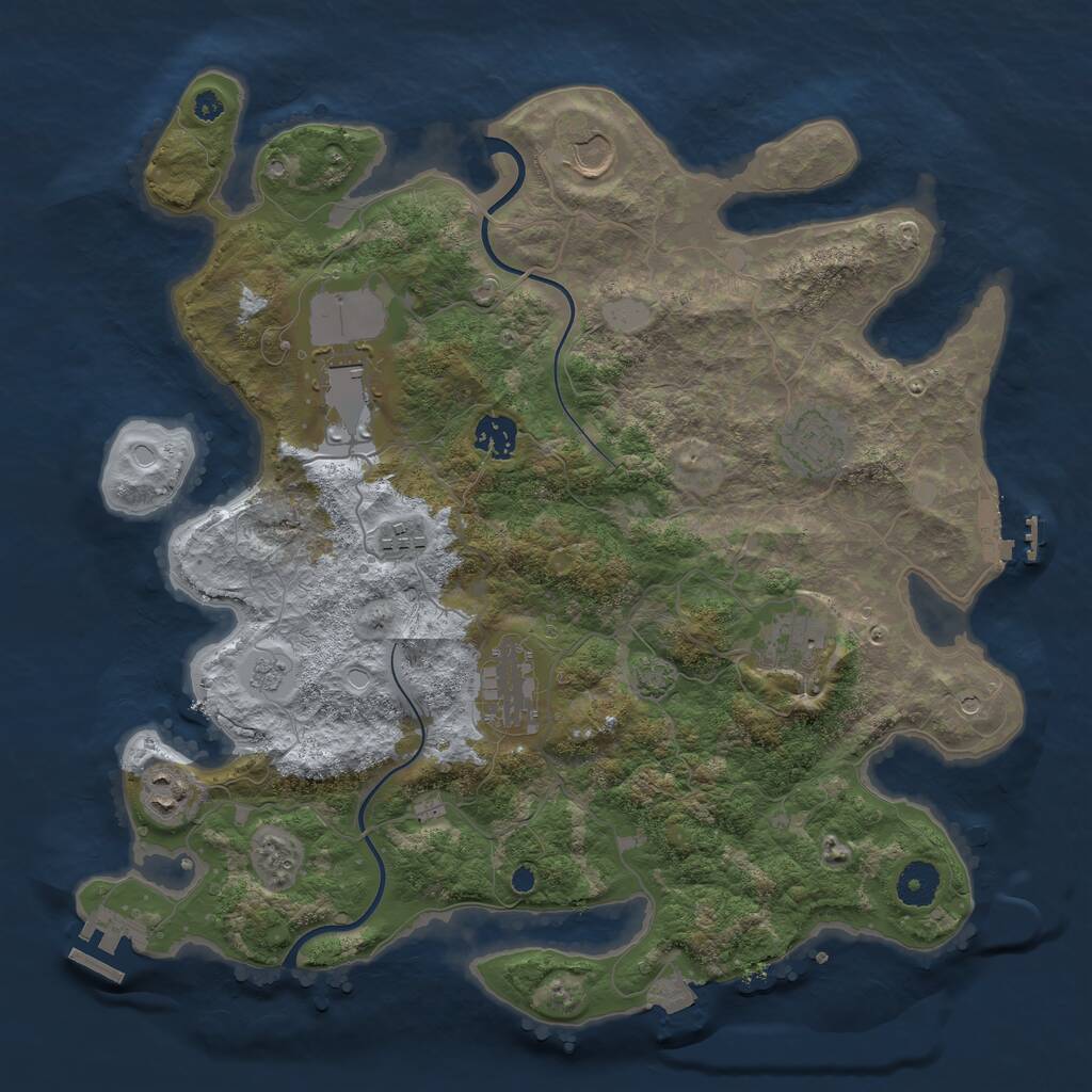 Rust Map: Procedural Map, Size: 3750, Seed: 1733333875, 14 Monuments