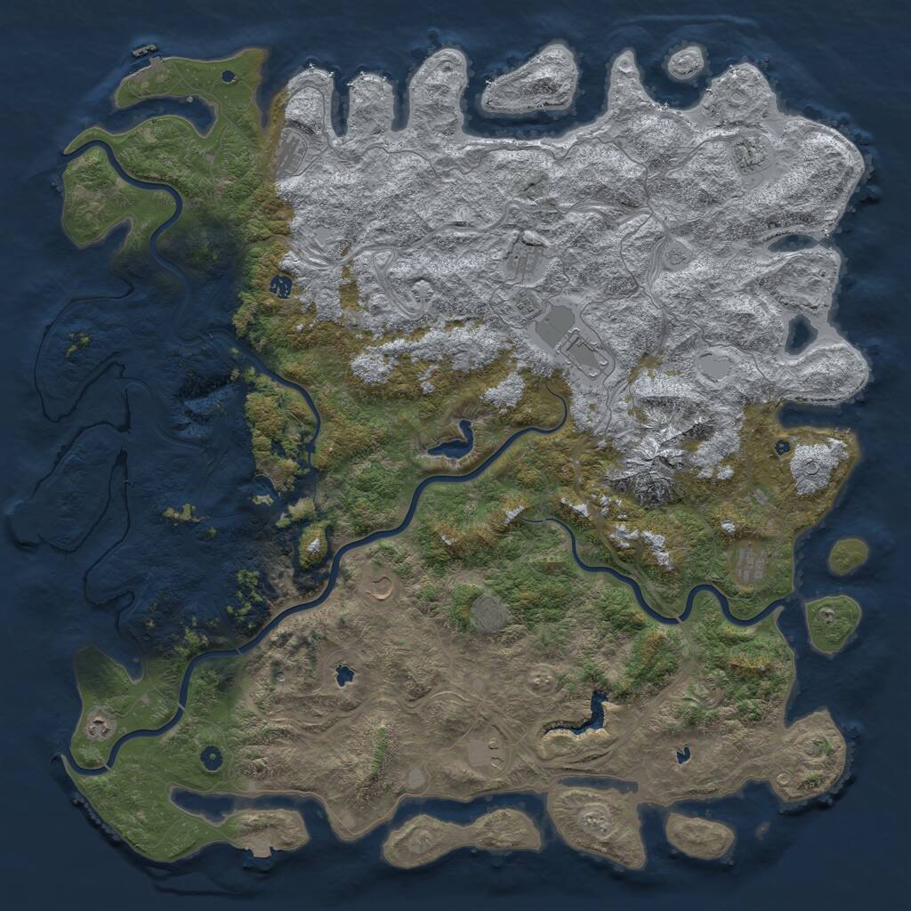 Rust Map: Procedural Map, Size: 6000, Seed: 4527, 17 Monuments