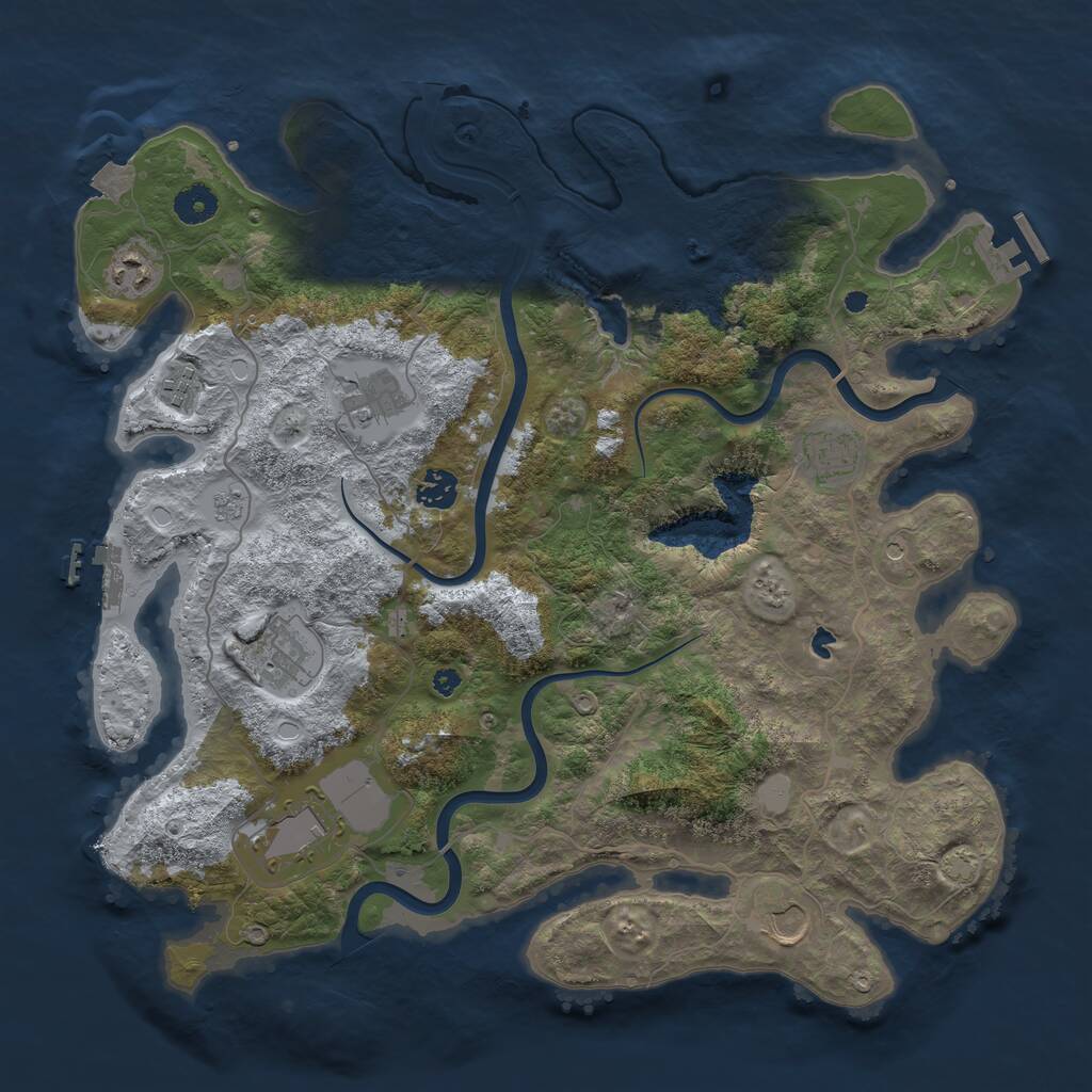 Rust Map: Procedural Map, Size: 4000, Seed: 678746, 14 Monuments