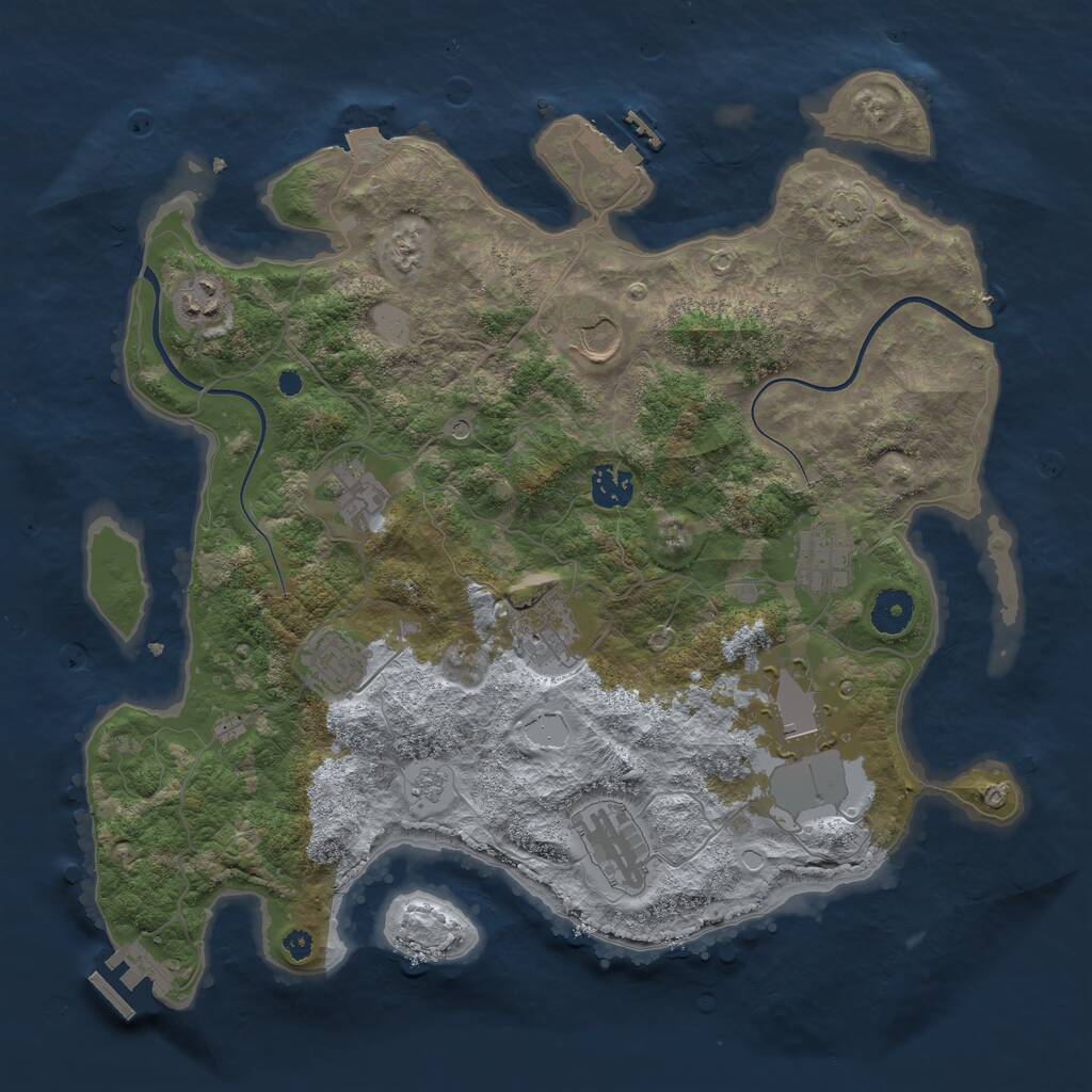 Rust Map: Procedural Map, Size: 3750, Seed: 213483811, 15 Monuments