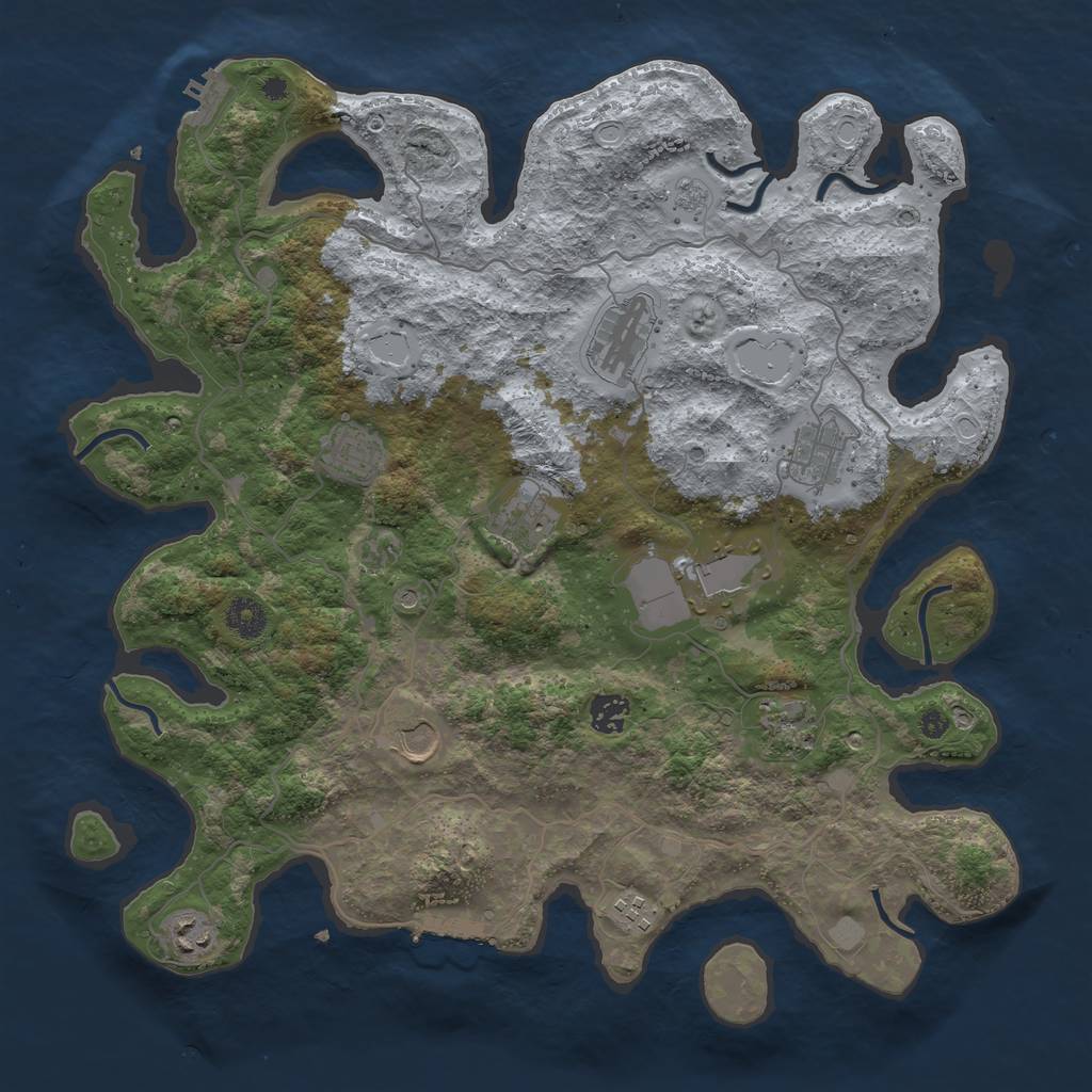 Rust Map: Procedural Map, Size: 4000, Seed: 550620, 17 Monuments