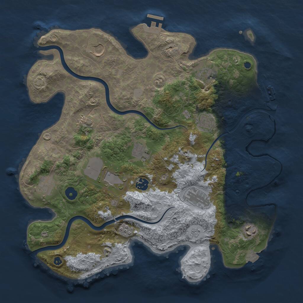 Rust Map: Procedural Map, Size: 3700, Seed: 38851, 17 Monuments