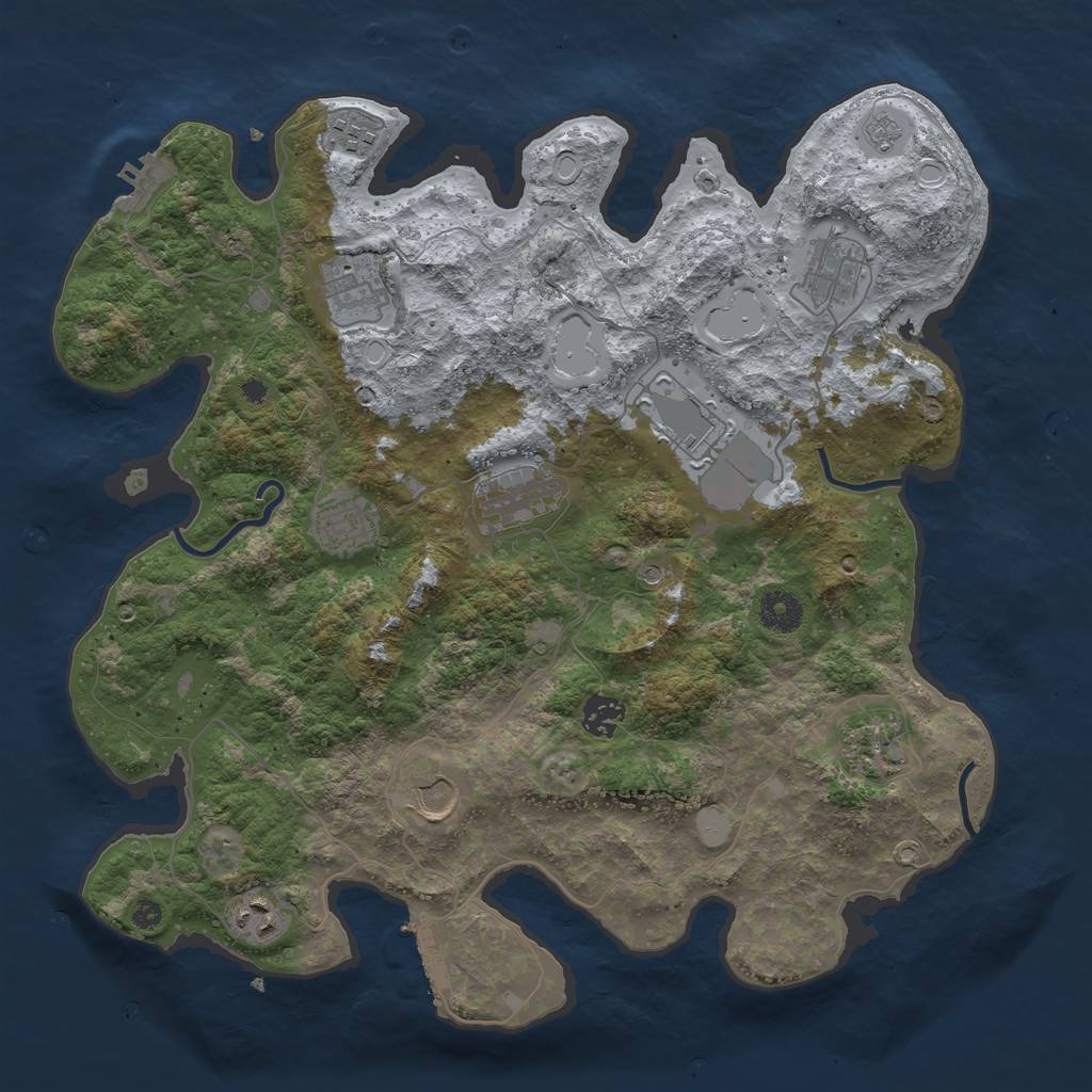 Rust Map: Procedural Map, Size: 3800, Seed: 8092, 17 Monuments