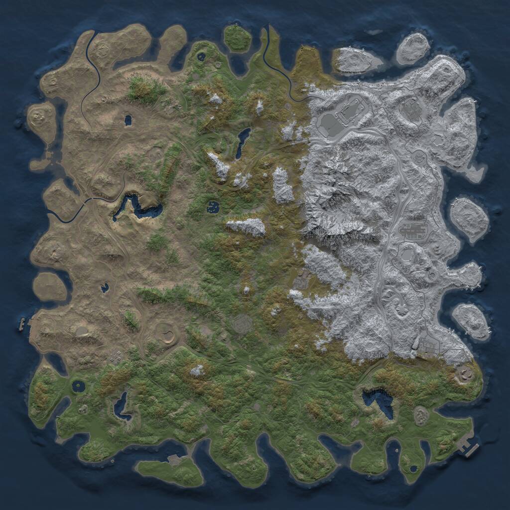 Rust Map: Procedural Map, Size: 6000, Seed: 997491257, 17 Monuments