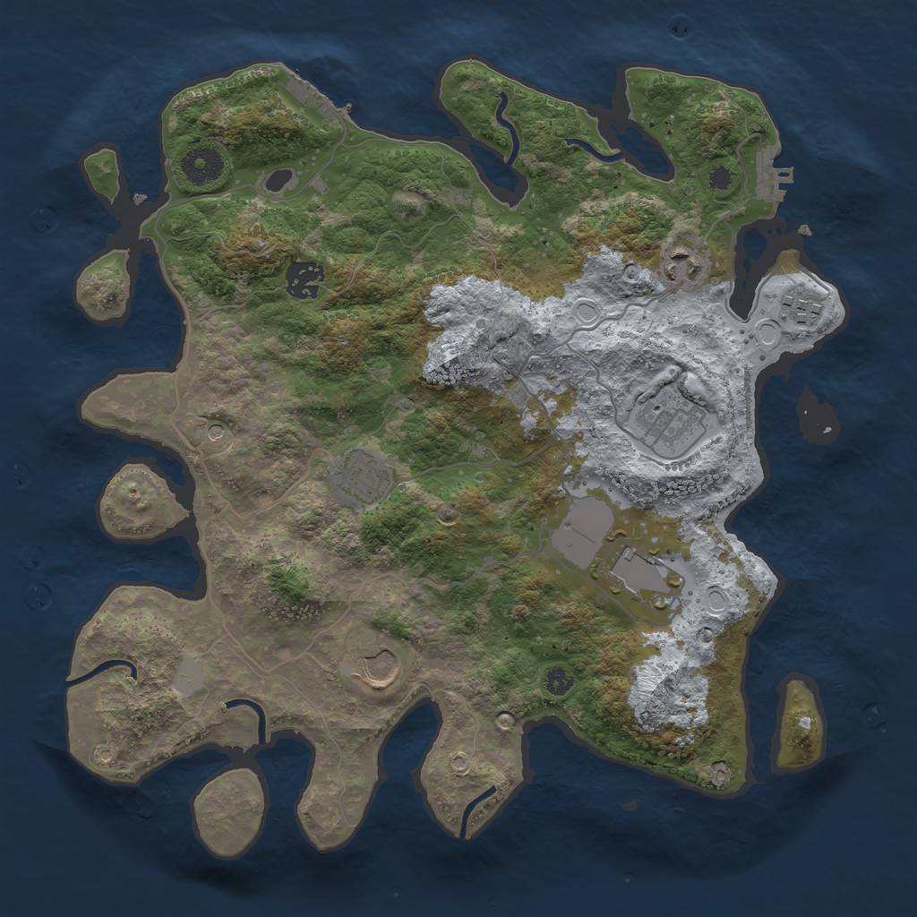 Rust Map: Procedural Map, Size: 3500, Seed: 89296210, 13 Monuments