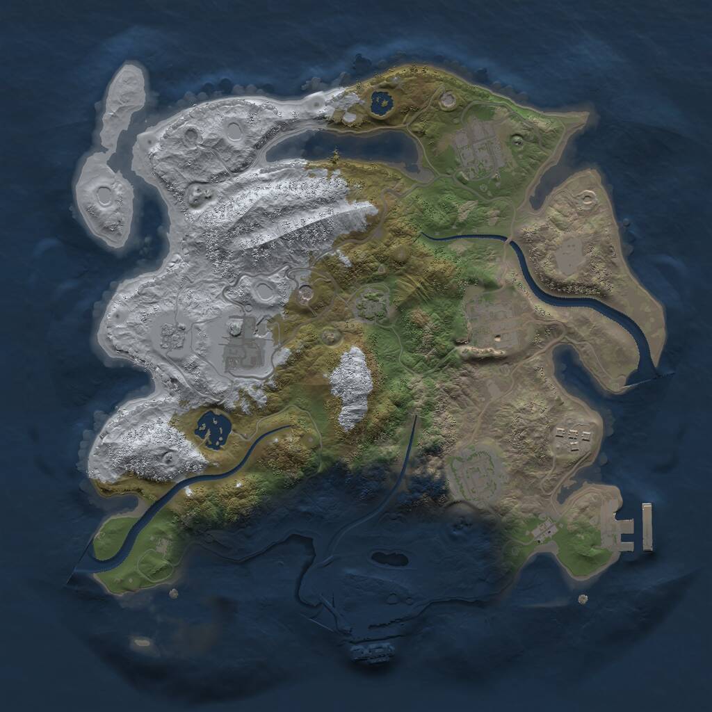 Rust Map: Procedural Map, Size: 3000, Seed: 27093, 12 Monuments