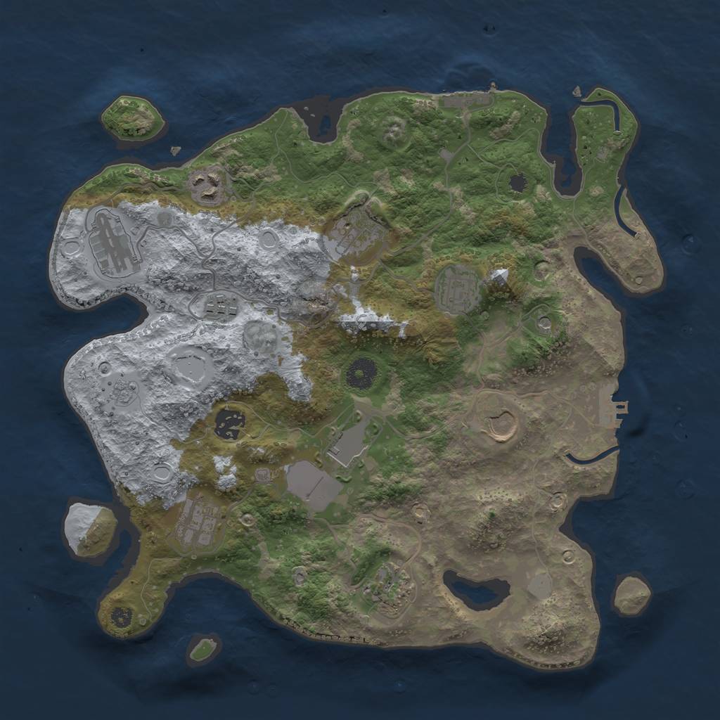 Rust Map: Procedural Map, Size: 3500, Seed: 1402330129, 17 Monuments