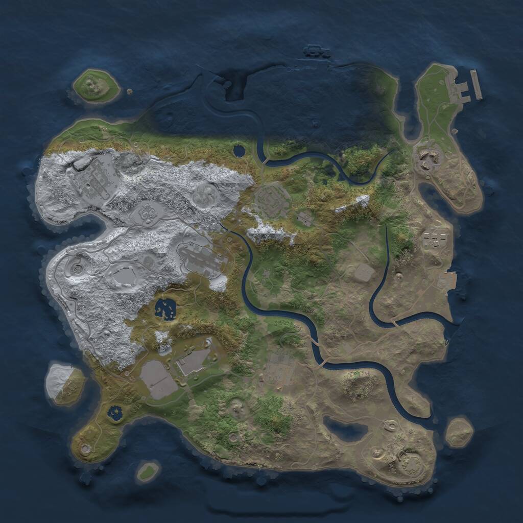 Rust Map: Procedural Map, Size: 3500, Seed: 1402330129, 14 Monuments