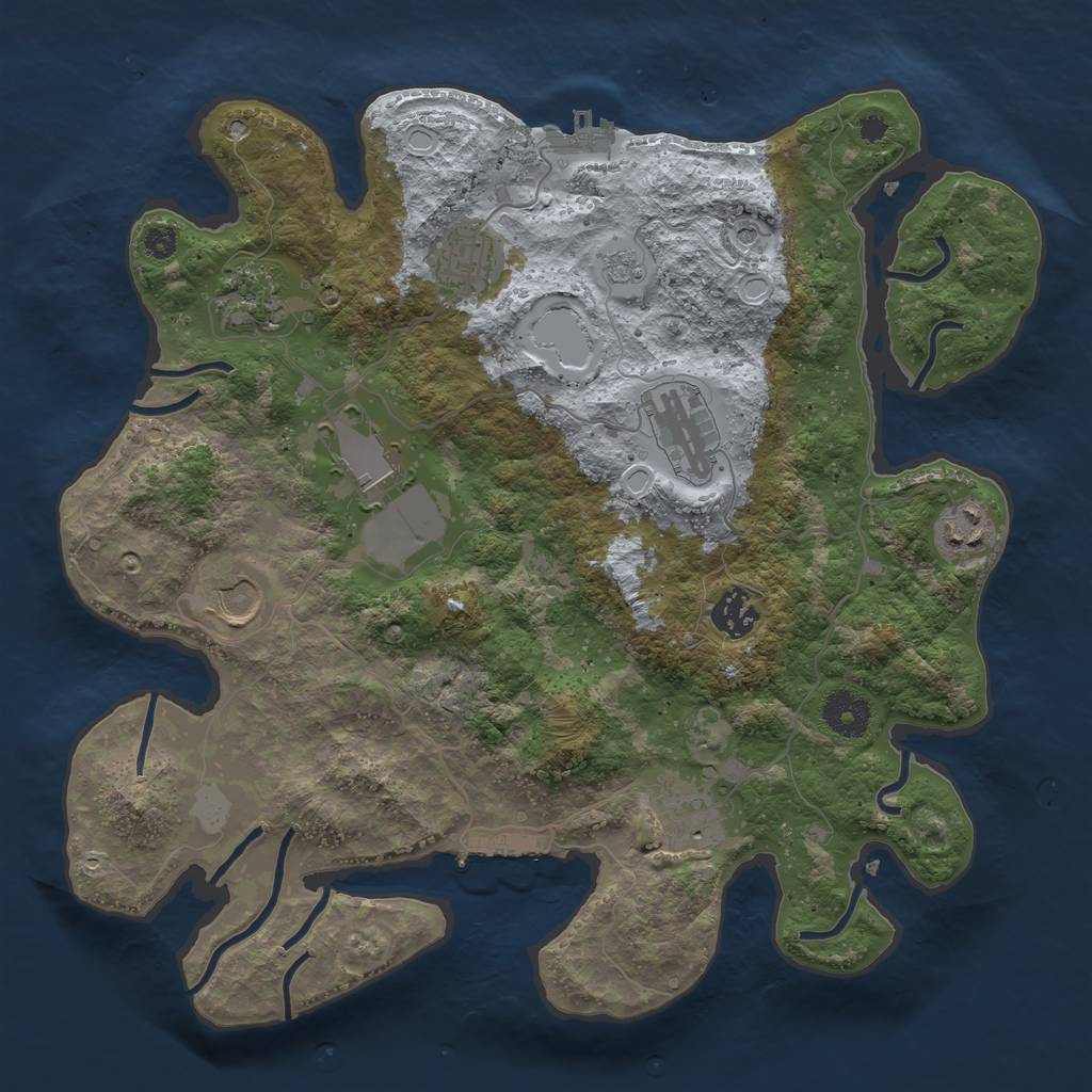 Rust Map: Procedural Map, Size: 3500, Seed: 1028513270, 15 Monuments