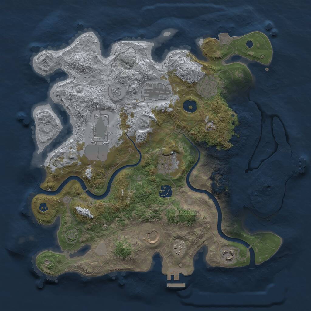 Rust Map: Procedural Map, Size: 3500, Seed: 3538, 14 Monuments