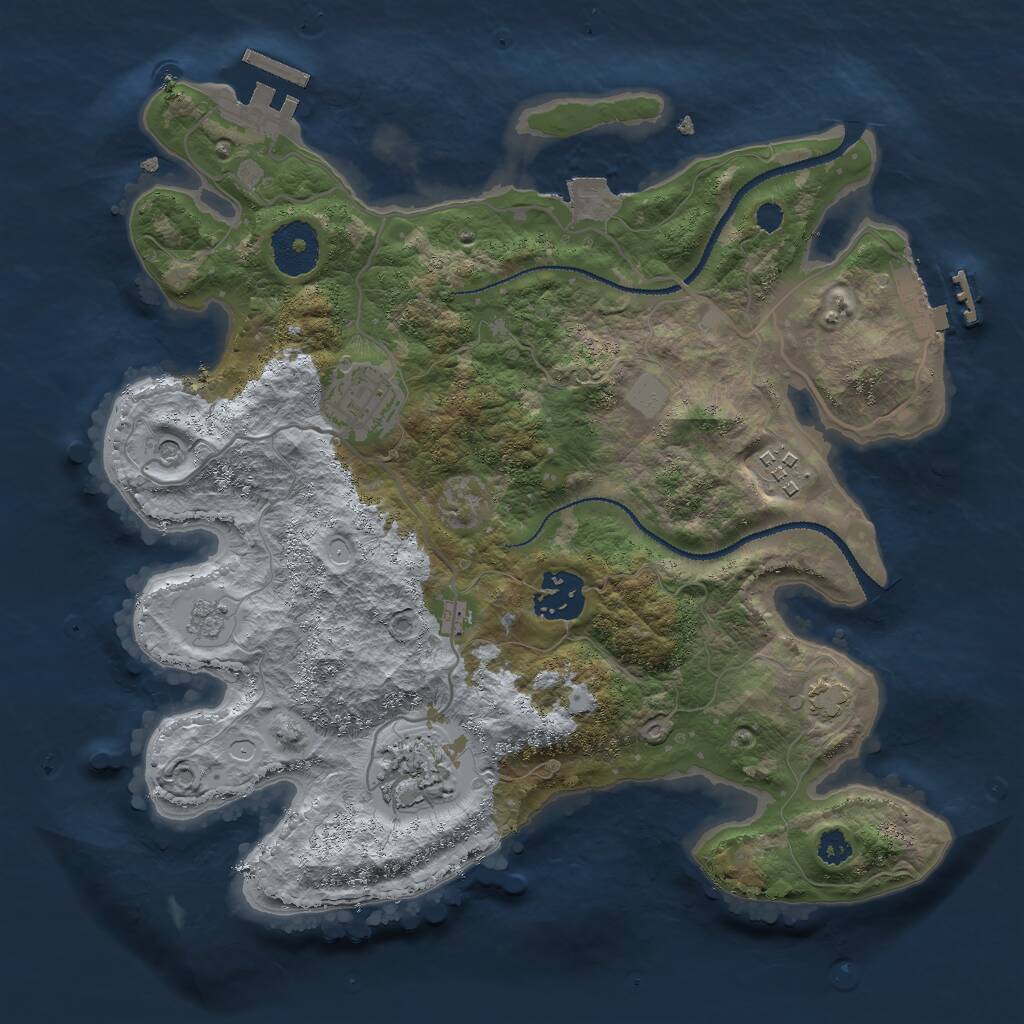 Rust Map: Procedural Map, Size: 3000, Seed: 41521290, 10 Monuments