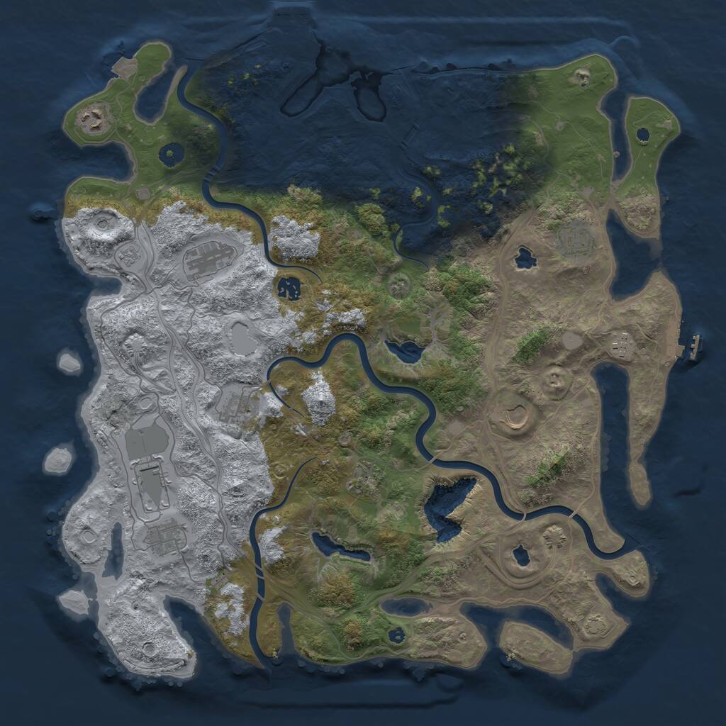 Rust Map: Procedural Map, Size: 4500, Seed: 762341, 16 Monuments