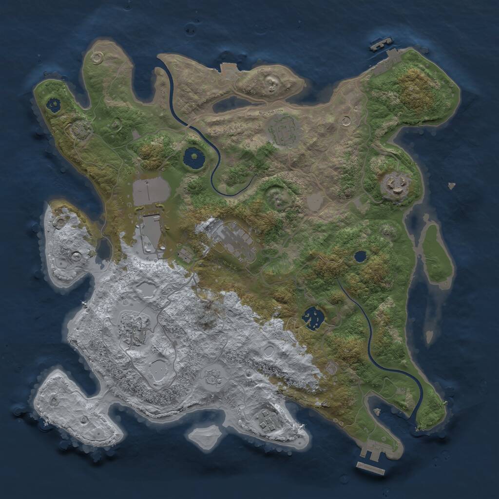 Rust Map: Procedural Map, Size: 3500, Seed: 948277712, 13 Monuments