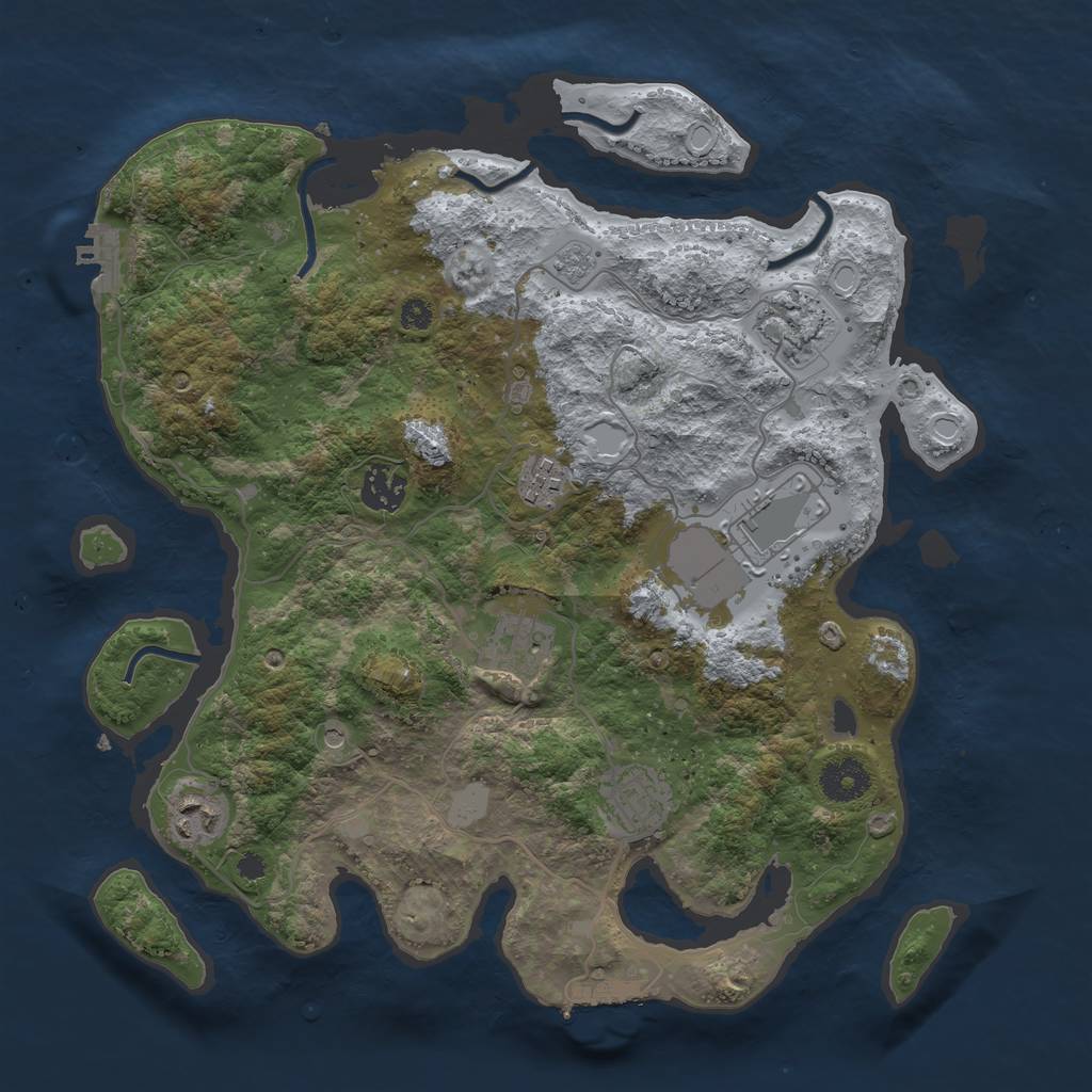 Rust Map: Procedural Map, Size: 3500, Seed: 452057575, 14 Monuments
