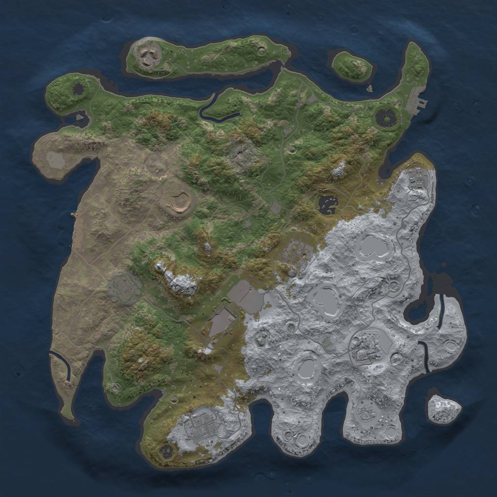 Rust Map: Procedural Map, Size: 3700, Seed: 348602200, 16 Monuments