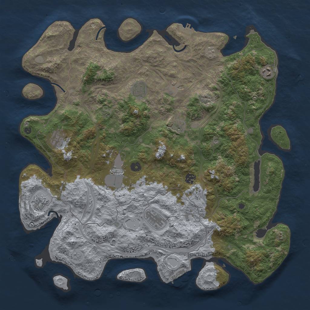 Rust Map: Procedural Map, Size: 4500, Seed: 208178812, 17 Monuments