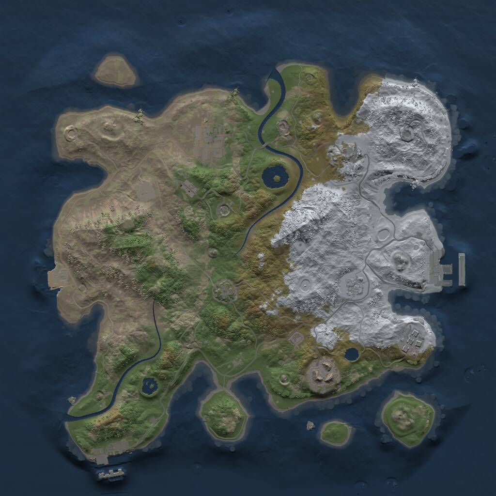 Rust Map: Procedural Map, Size: 3000, Seed: 27490, 10 Monuments