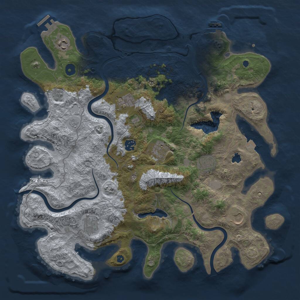 Rust Map: Procedural Map, Size: 4000, Seed: 24855, 14 Monuments
