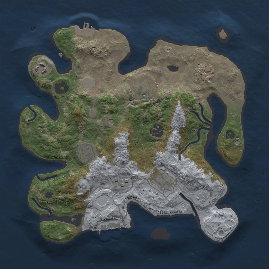 Rust Map: Procedural Map, Size: 3000, Seed: 9808, 14 Monuments