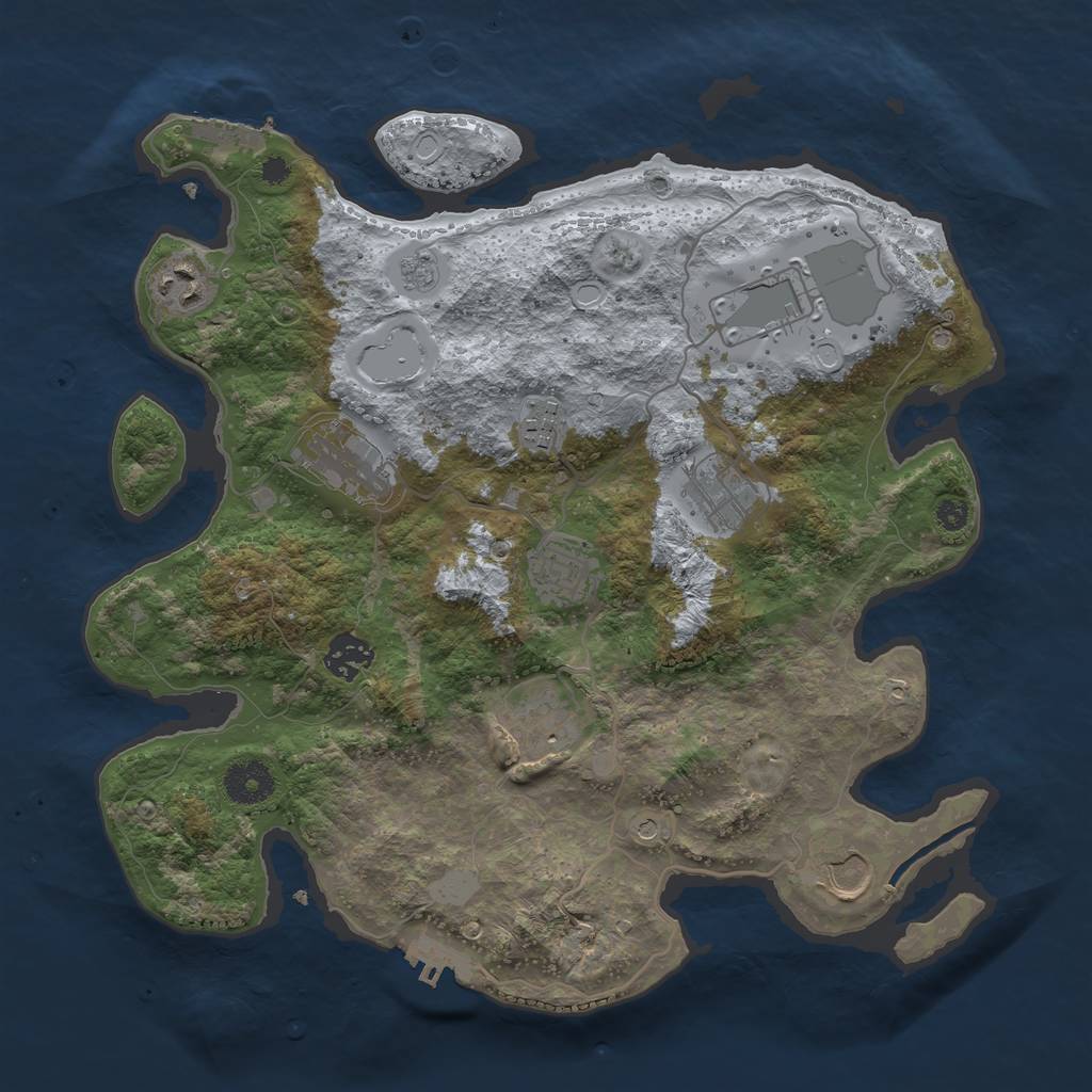 Rust Map: Procedural Map, Size: 3500, Seed: 603663871, 16 Monuments