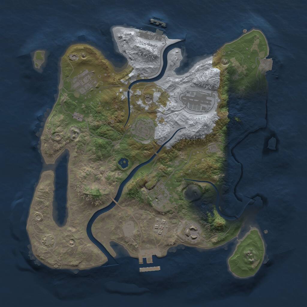 Rust Map: Procedural Map, Size: 3000, Seed: 9125, 11 Monuments