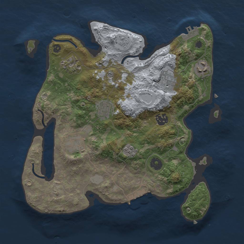 Rust Map: Procedural Map, Size: 3000, Seed: 9125, 14 Monuments