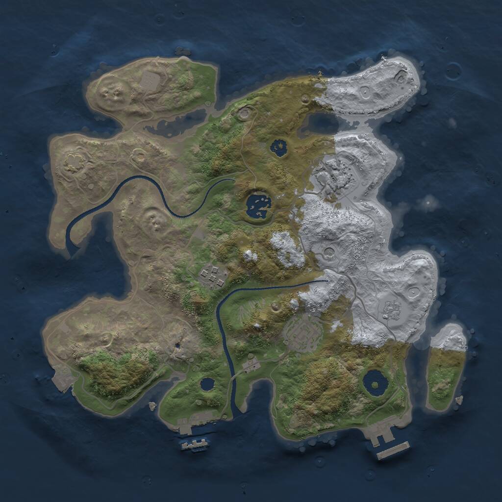 Rust Map: Procedural Map, Size: 3000, Seed: 345734567, 10 Monuments
