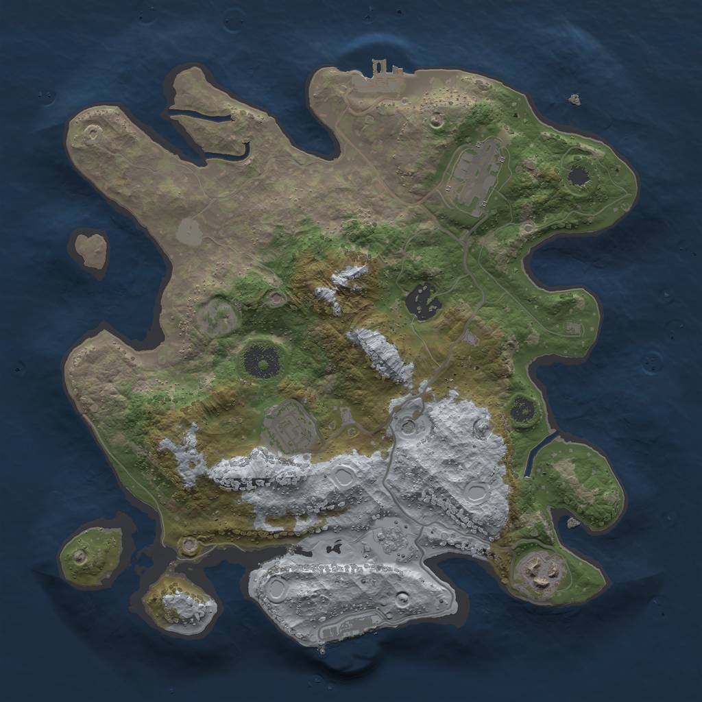 Rust Map: Procedural Map, Size: 3000, Seed: 7250, 11 Monuments