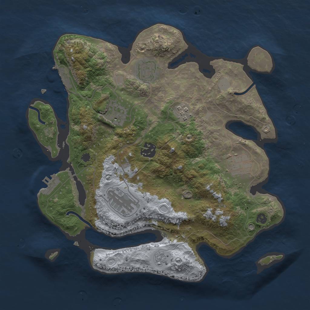 Rust Map: Procedural Map, Size: 3000, Seed: 32205, 12 Monuments