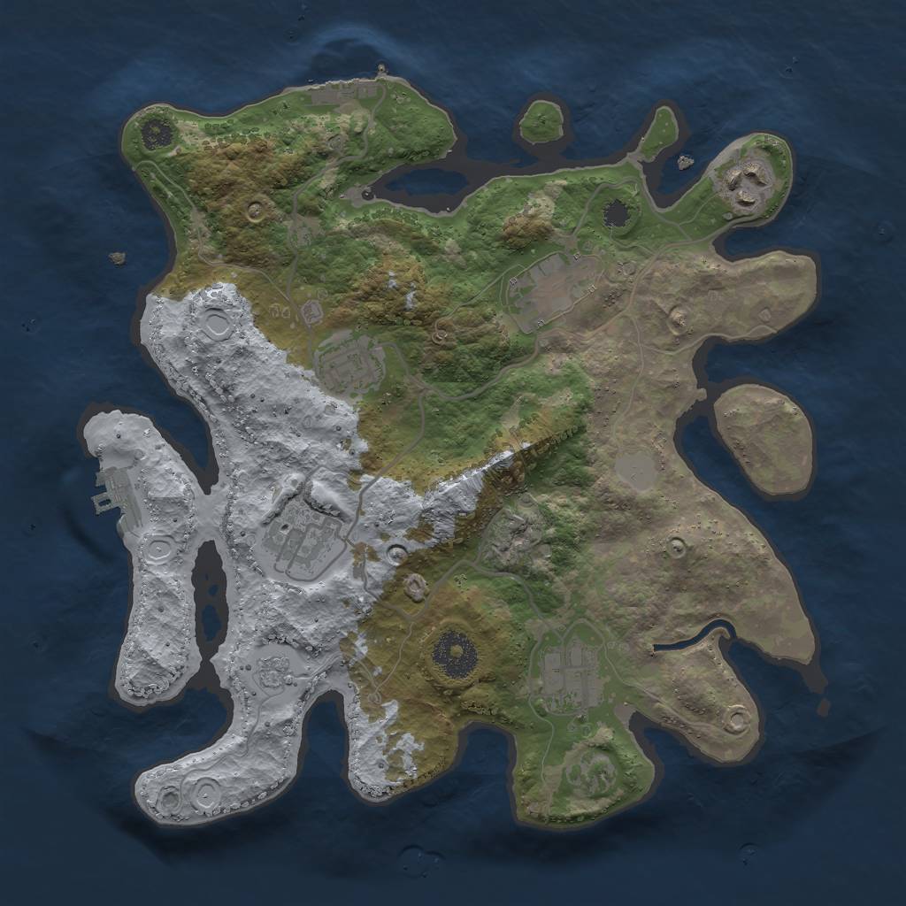 Rust Map: Procedural Map, Size: 3000, Seed: 26481, 11 Monuments