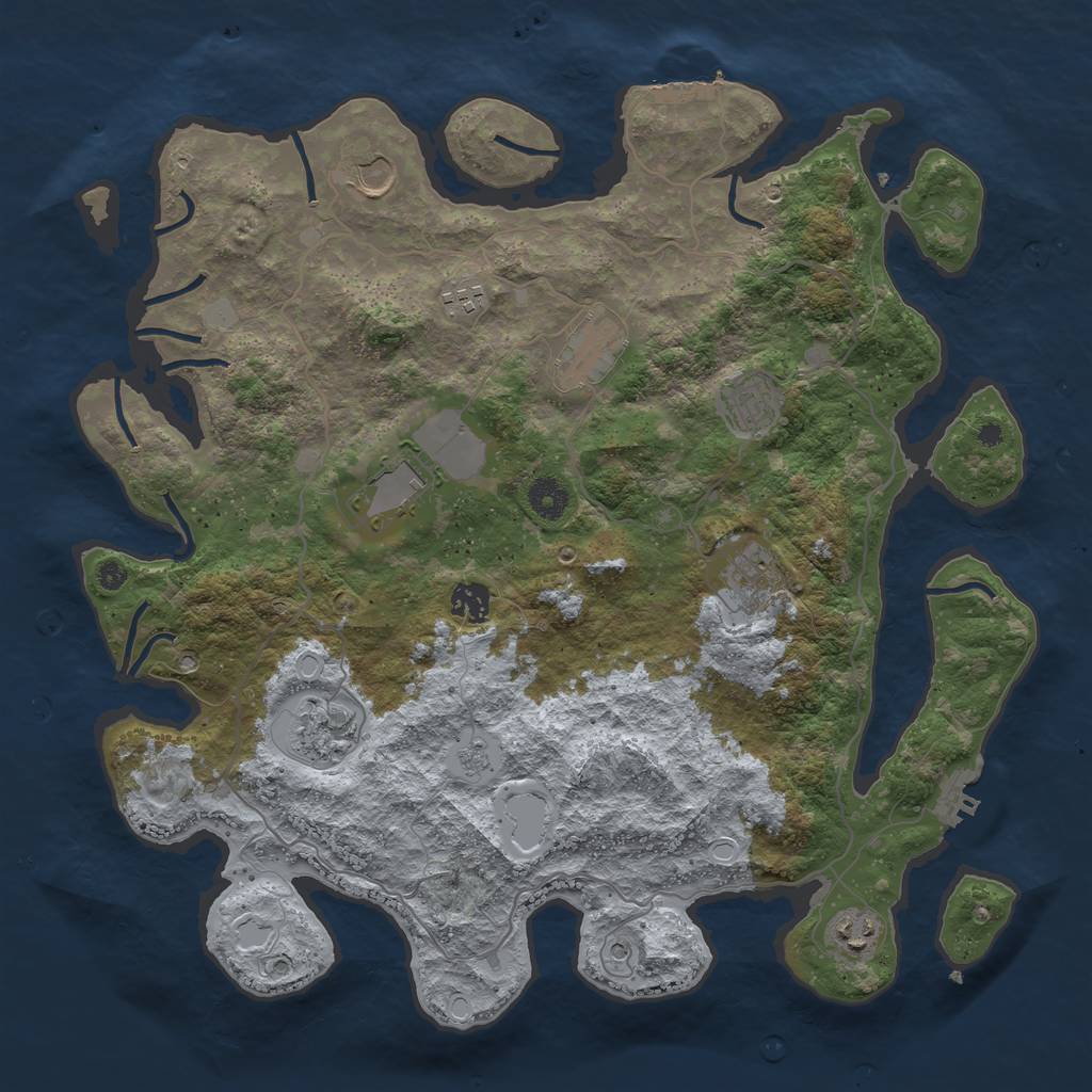 Rust Map: Procedural Map, Size: 4000, Seed: 1714113363, 16 Monuments