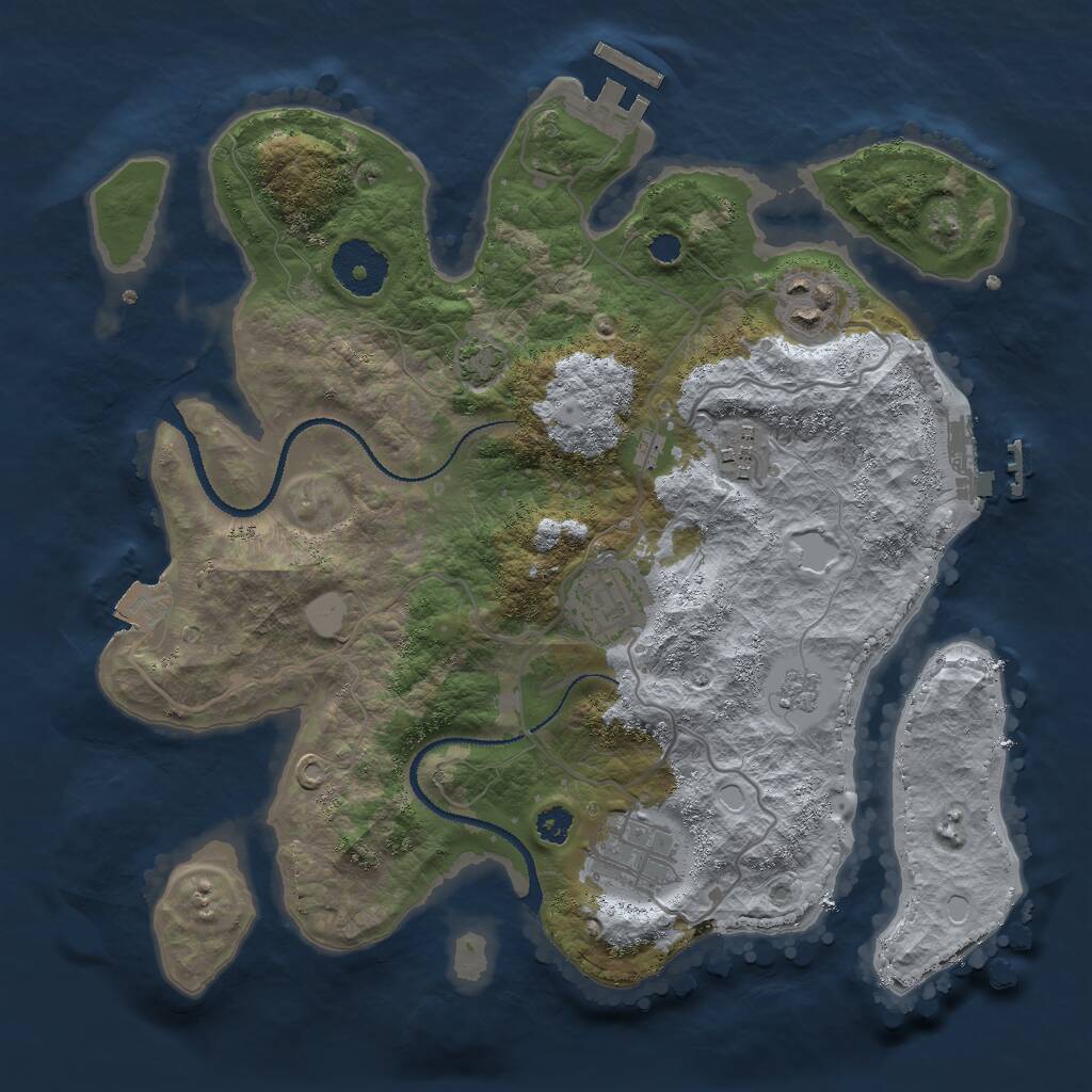 Rust Map: Procedural Map, Size: 3000, Seed: 3031, 9 Monuments