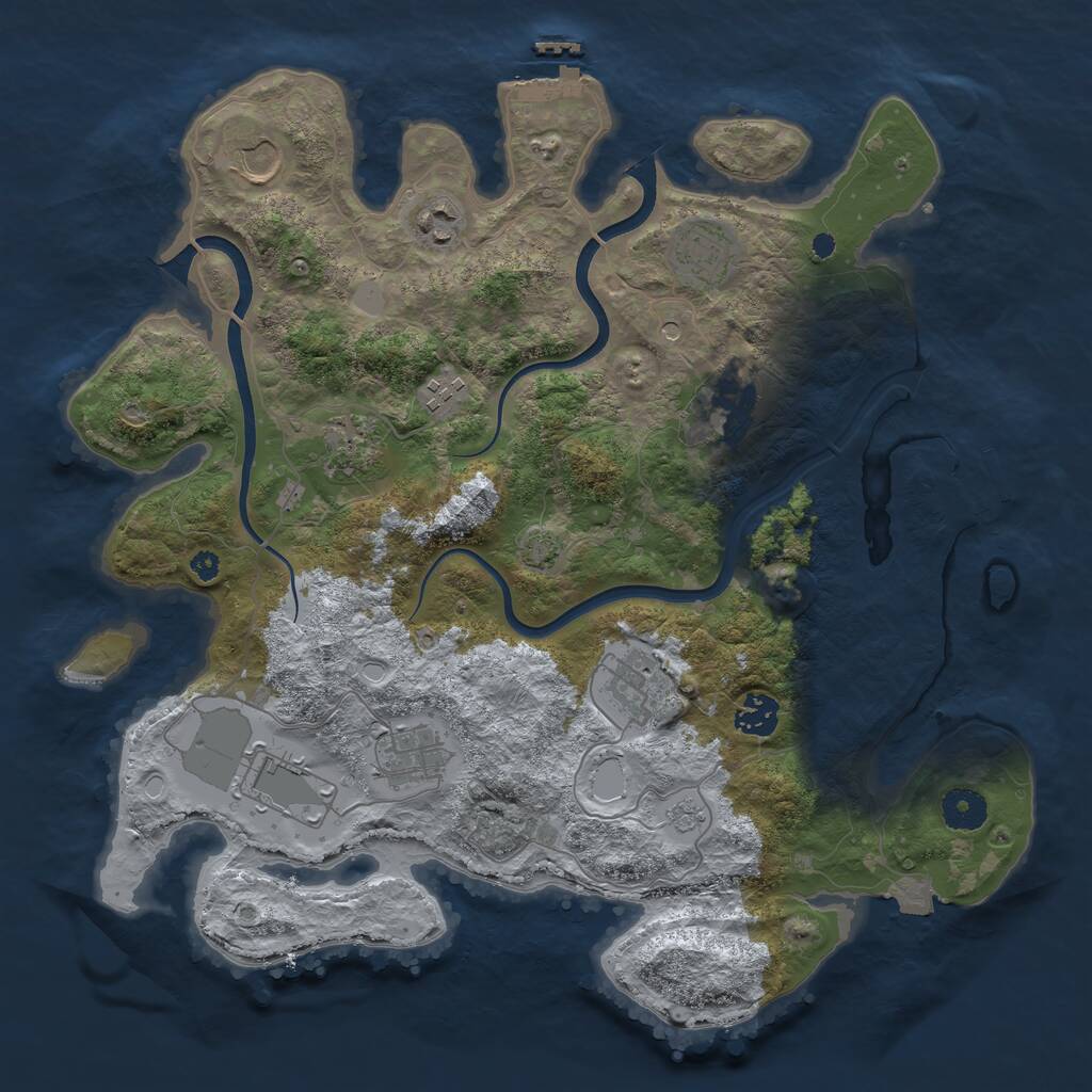 Rust Map: Procedural Map, Size: 3750, Seed: 1580836510, 16 Monuments