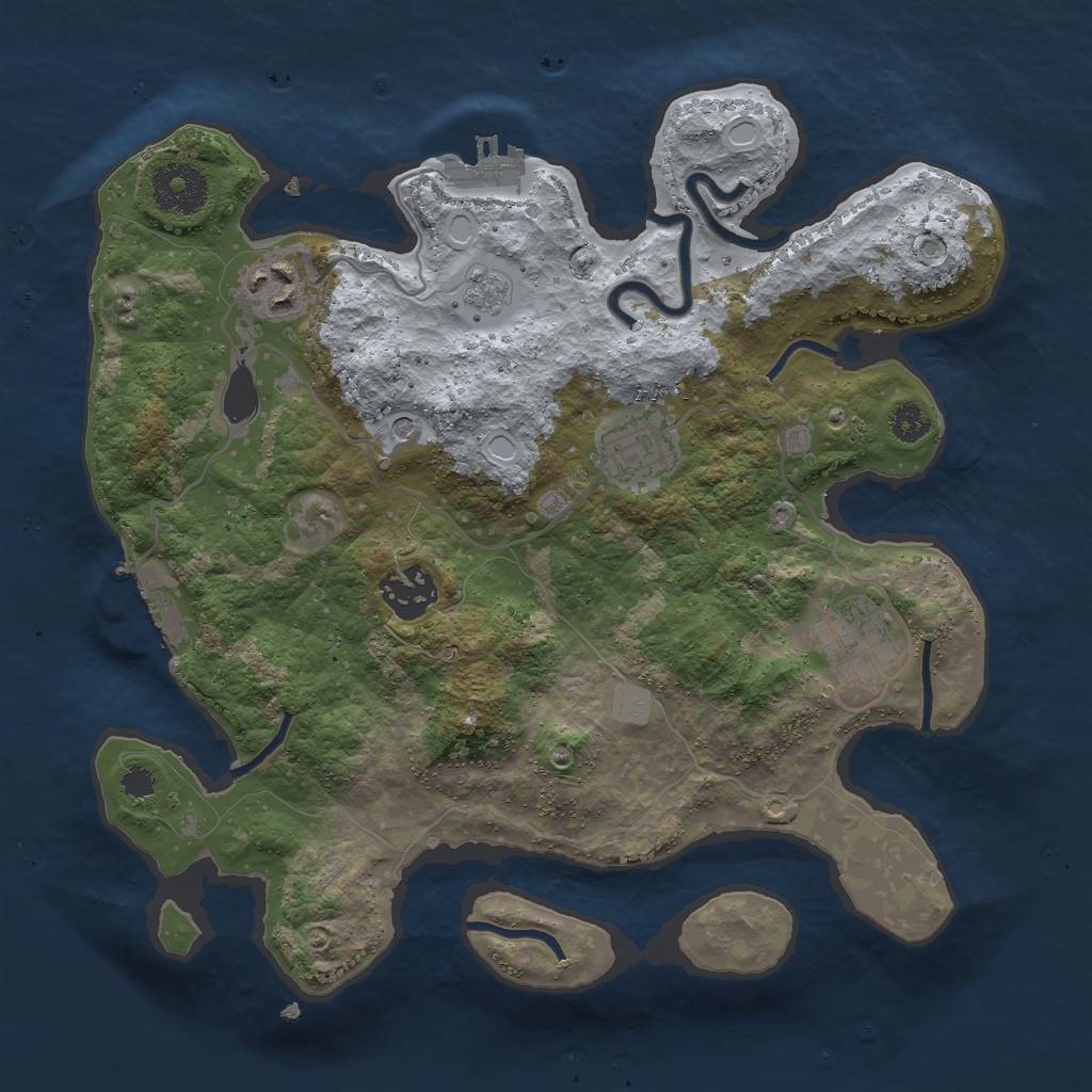 Rust Map: Procedural Map, Size: 3000, Seed: 2127148079, 11 Monuments