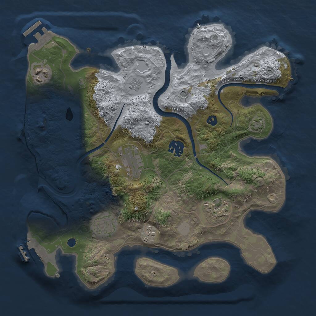 Rust Map: Procedural Map, Size: 3000, Seed: 2127148079, 12 Monuments