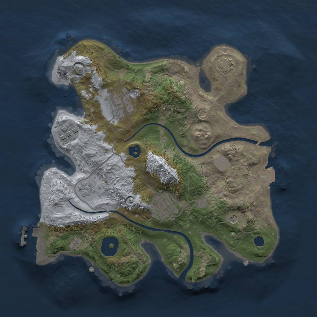 Rust Map: Procedural Map, Size: 2500, Seed: 30042023, 8 Monuments