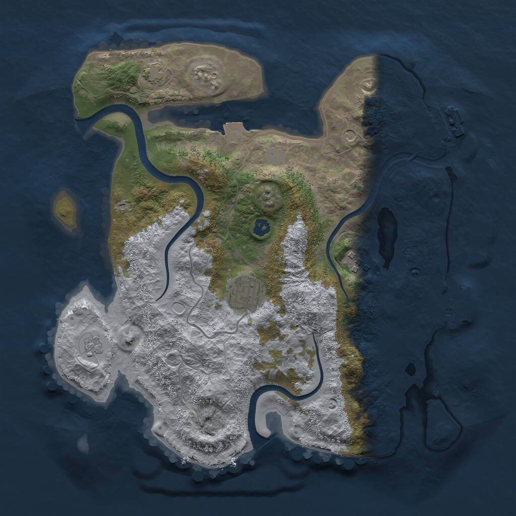 Rust Map: Procedural Map, Size: 3000, Seed: 7077, 8 Monuments