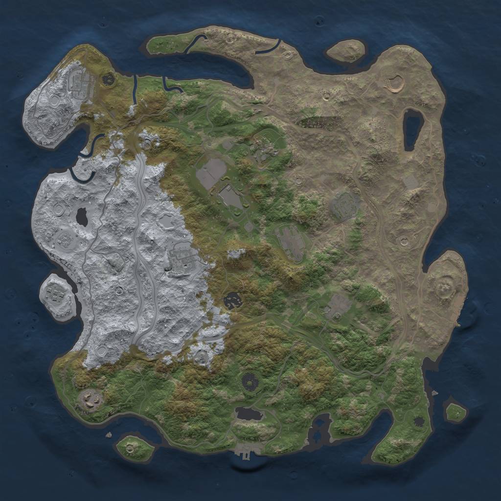 Rust Map: Procedural Map, Size: 4250, Seed: 719150112, 18 Monuments