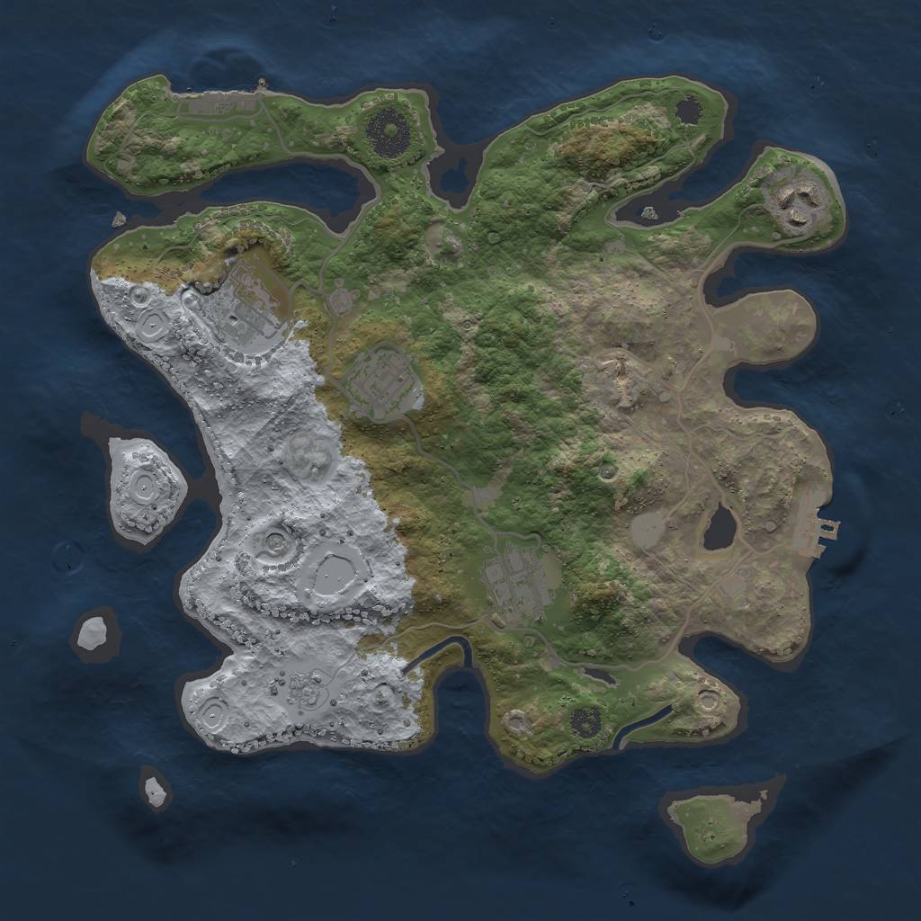 Rust Map: Procedural Map, Size: 3000, Seed: 28128, 11 Monuments